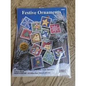 Design Works Inc Cross Stitch Kit Festive Ornaments #1652 New Vintage Set Of 14